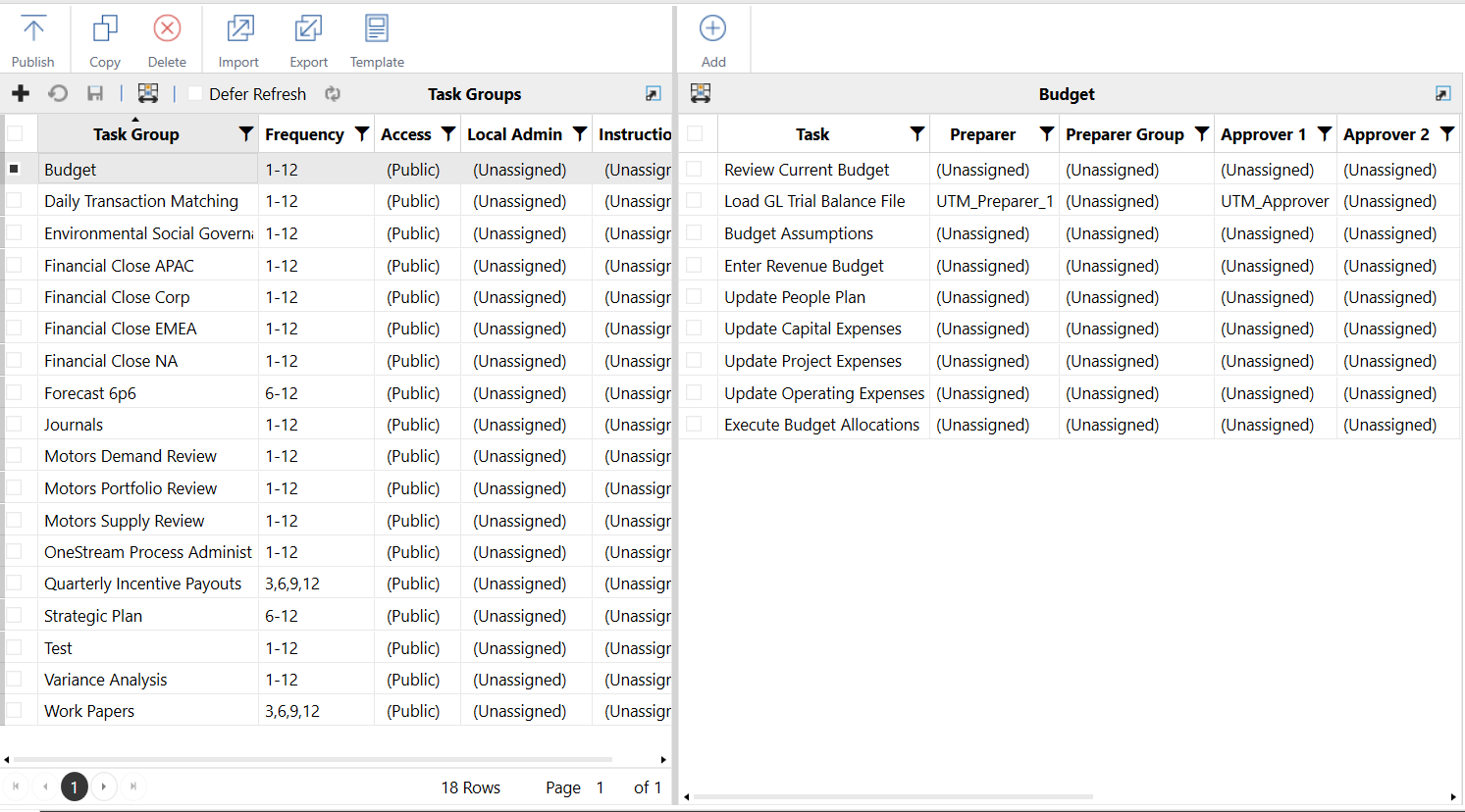 Task Manager Administration Page